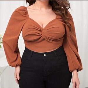 Women's Rust Brown Ruched Top